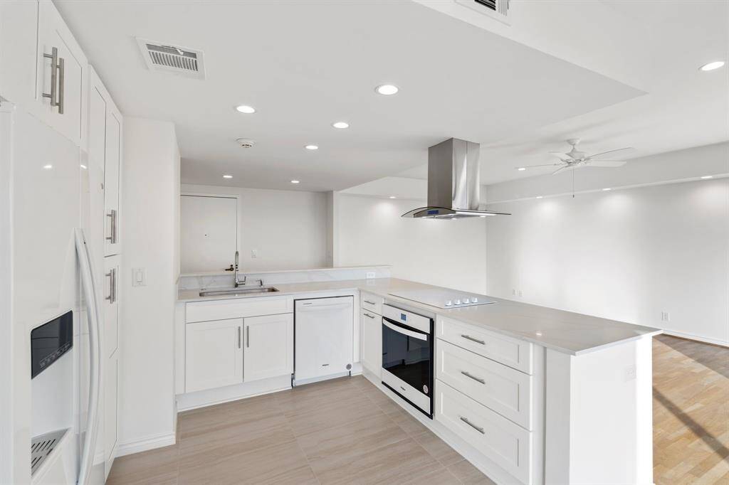 Kitchen open to the living room.