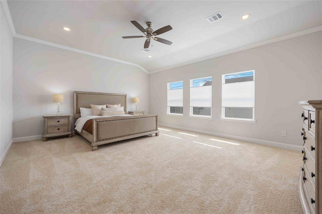 Ample space accommodates a king-size bed.
