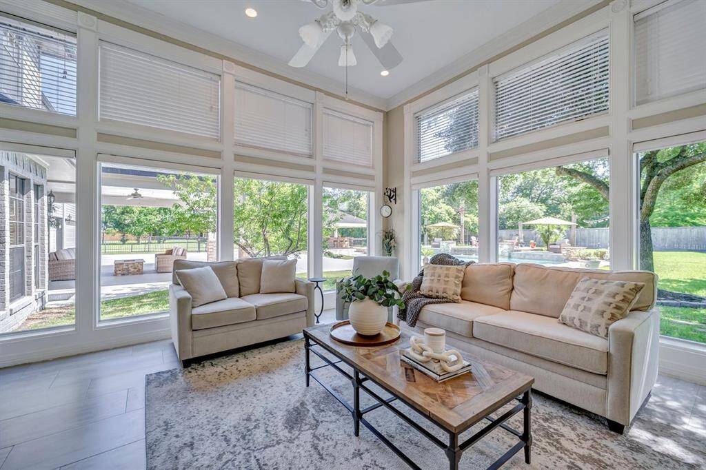 Sunroom with an amazing view of the whole backyard