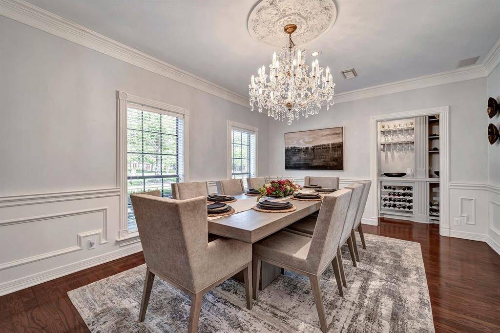 Dining Room that features a wine room.