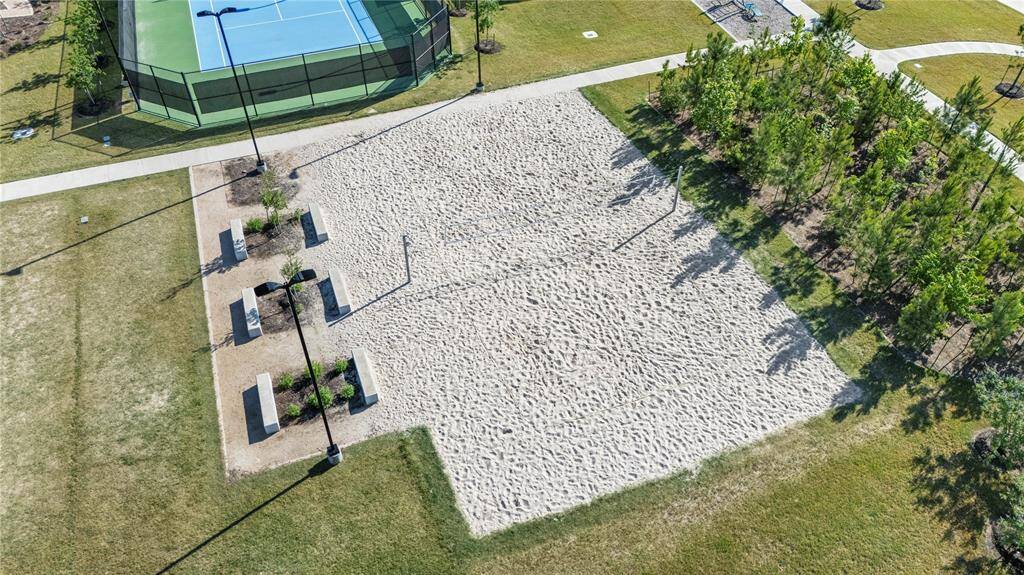 Sand volleyball court.