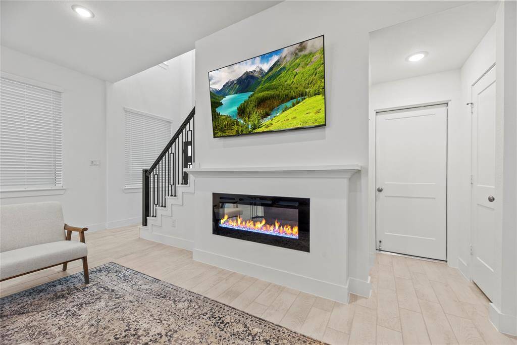 Cozy and modern electric fireplace.