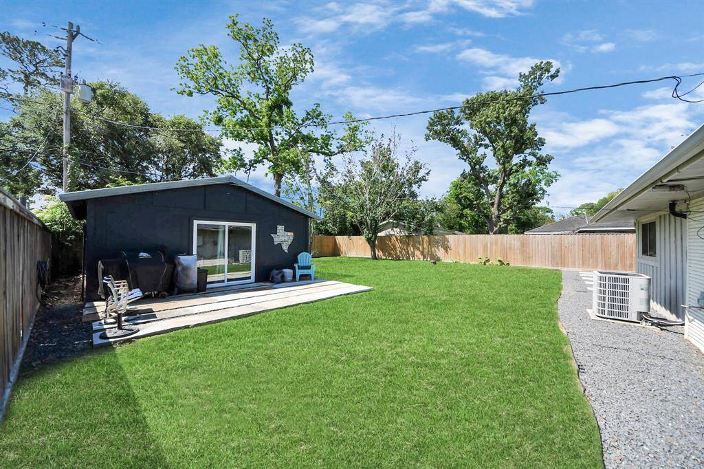 The backyard is inviting.