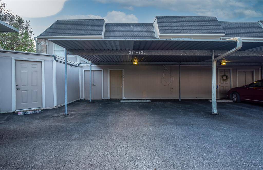 Two covered parking spaces.