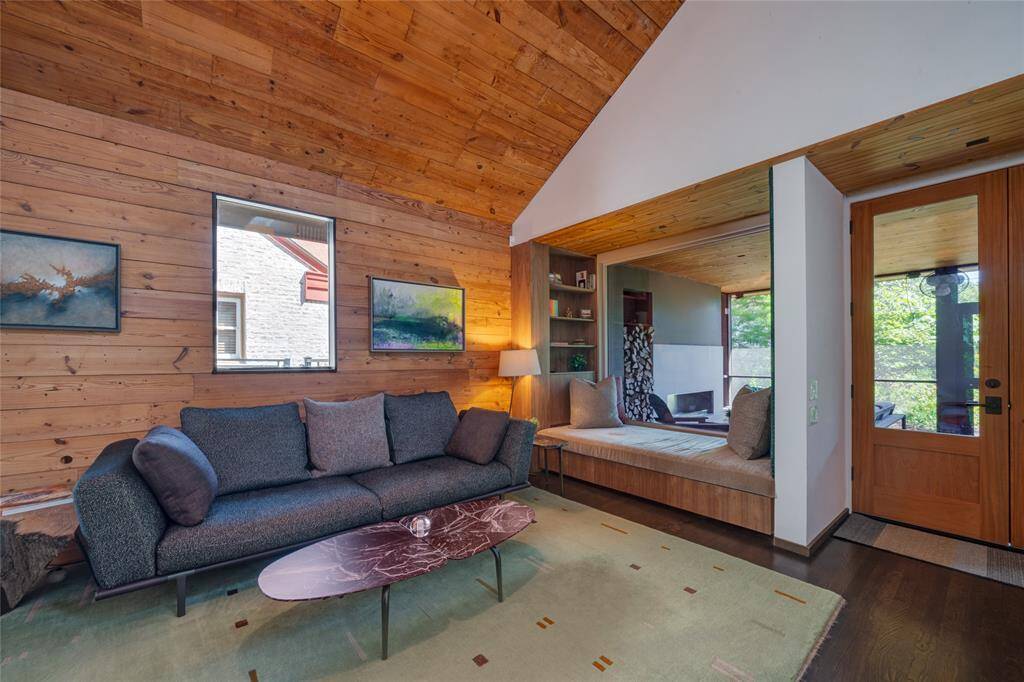 I nice blend of elements. the room is filled with natural light.