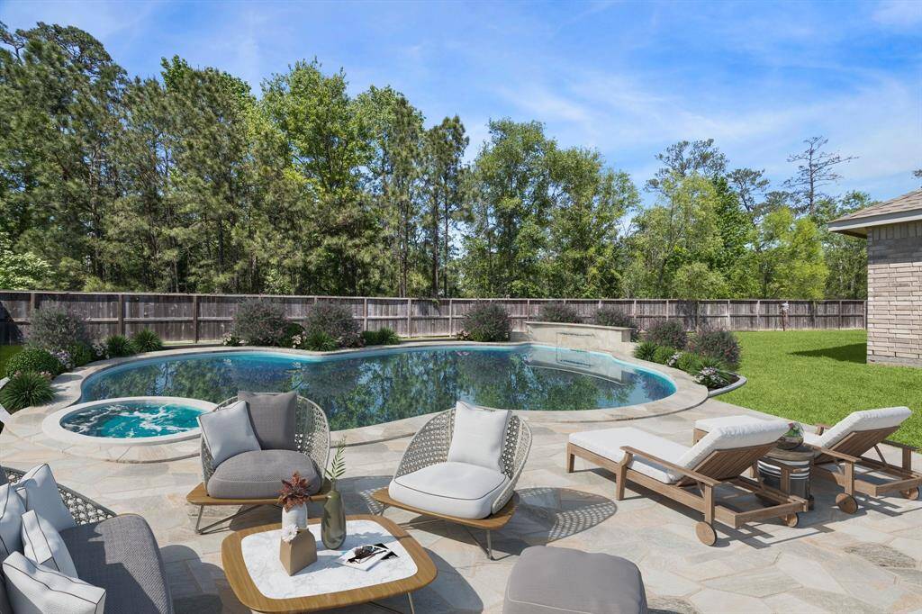 ** Virtually Staged backyard with a pool **