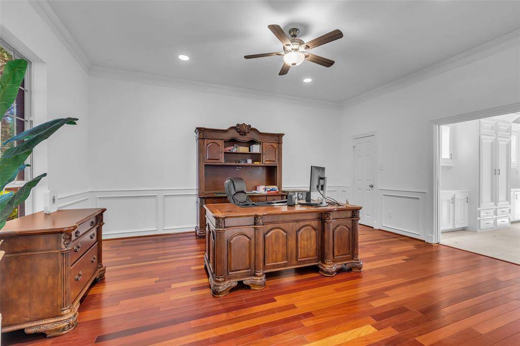 Current owner using for an office but this could be a downstairs bedroom, it has a closet.  Beautiful engineered wood flooring.