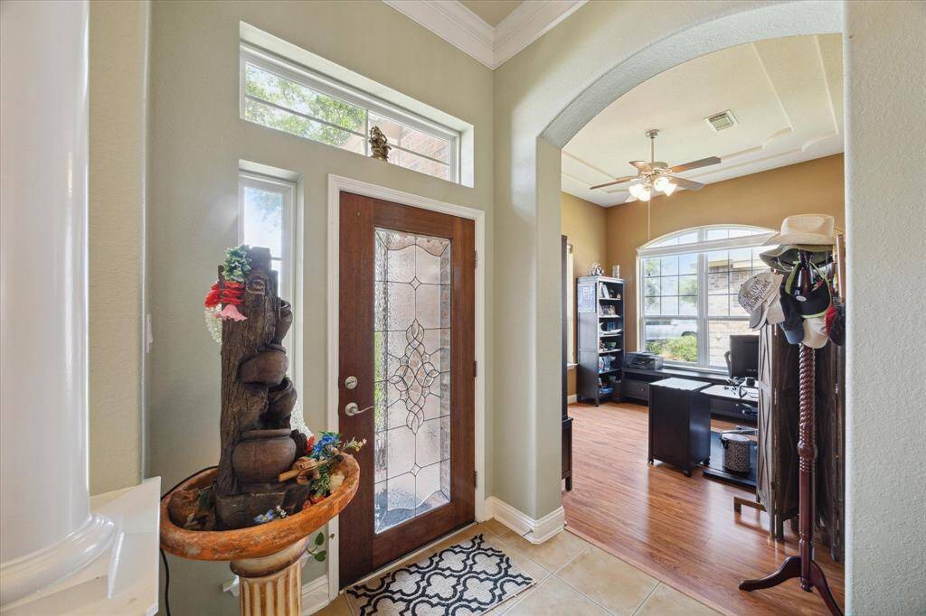 Hall opens into formal dining