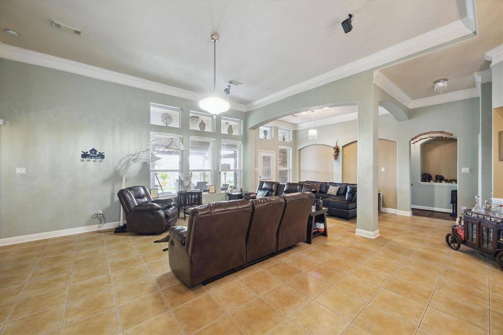Living room with view of lake