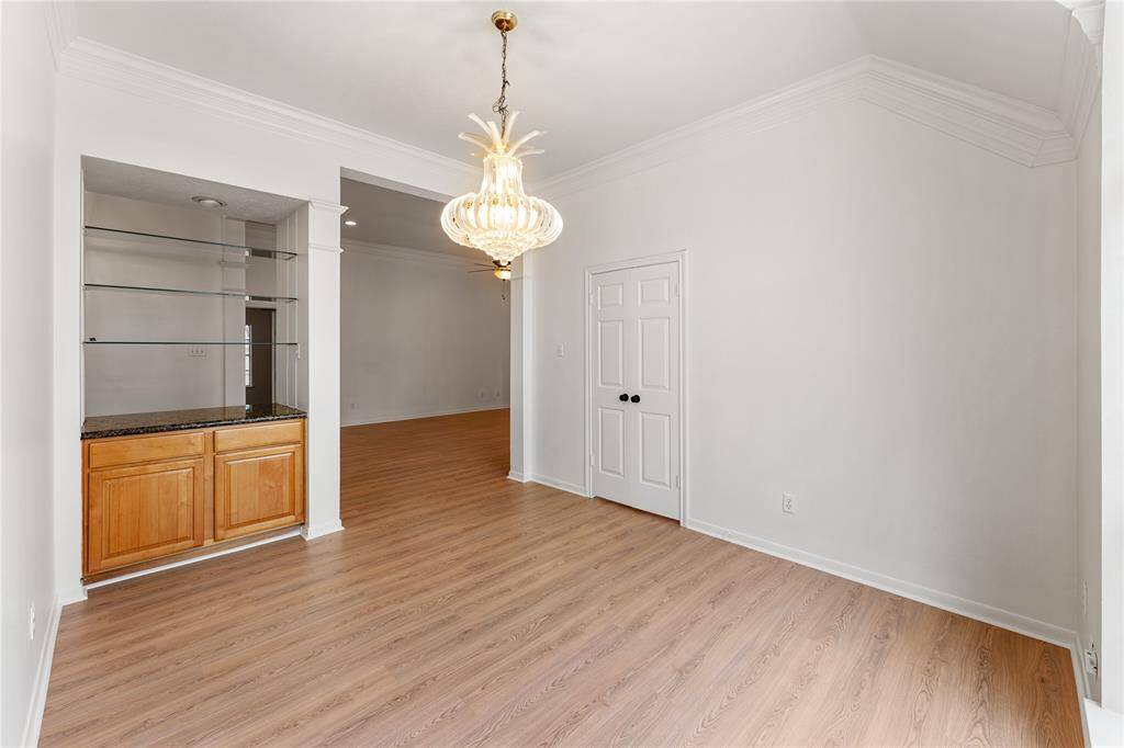 Dining room with dry bar.