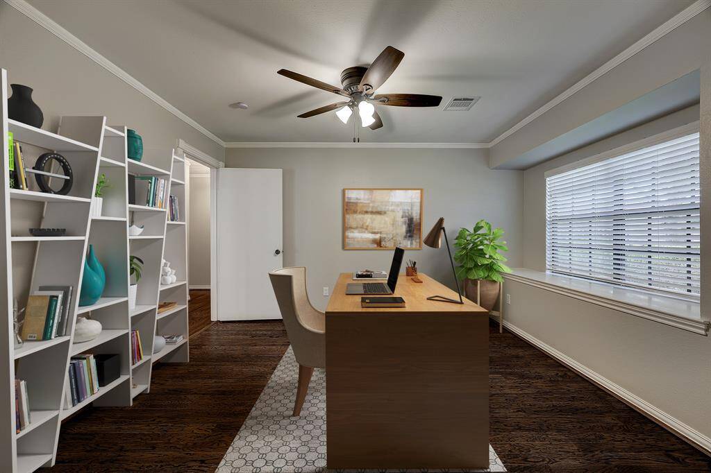 Welcome home, marble entryway with office to the right and den to the left