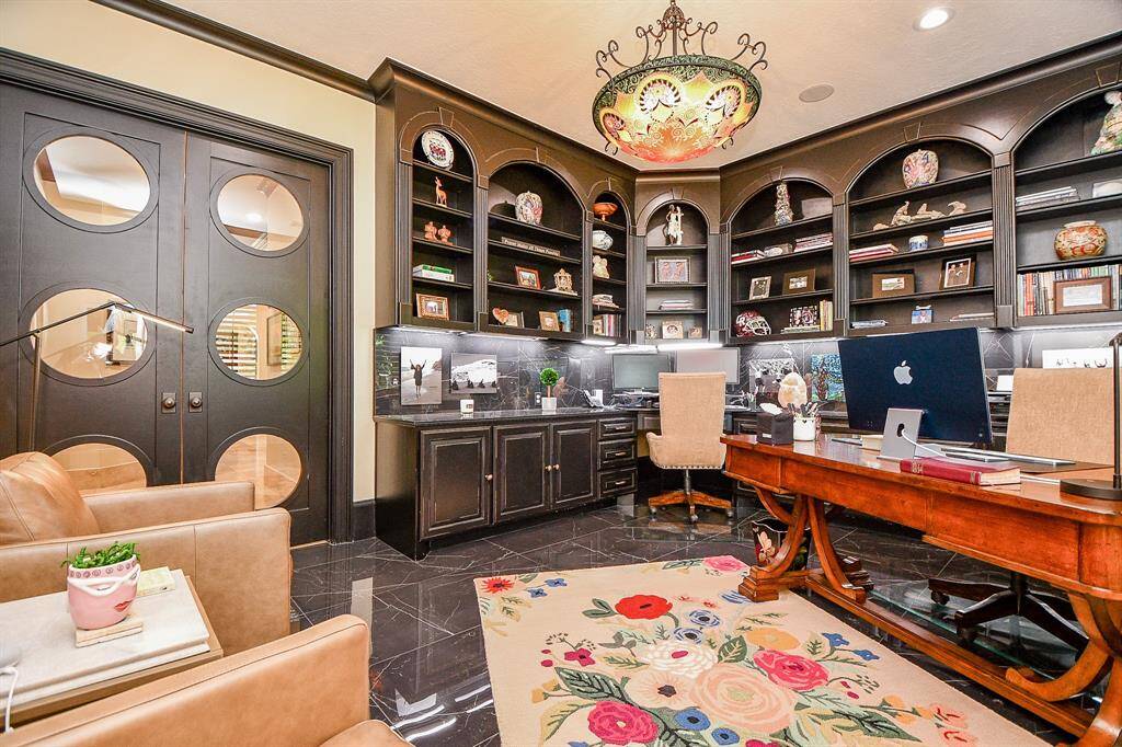 Large study with French doors for privacy.