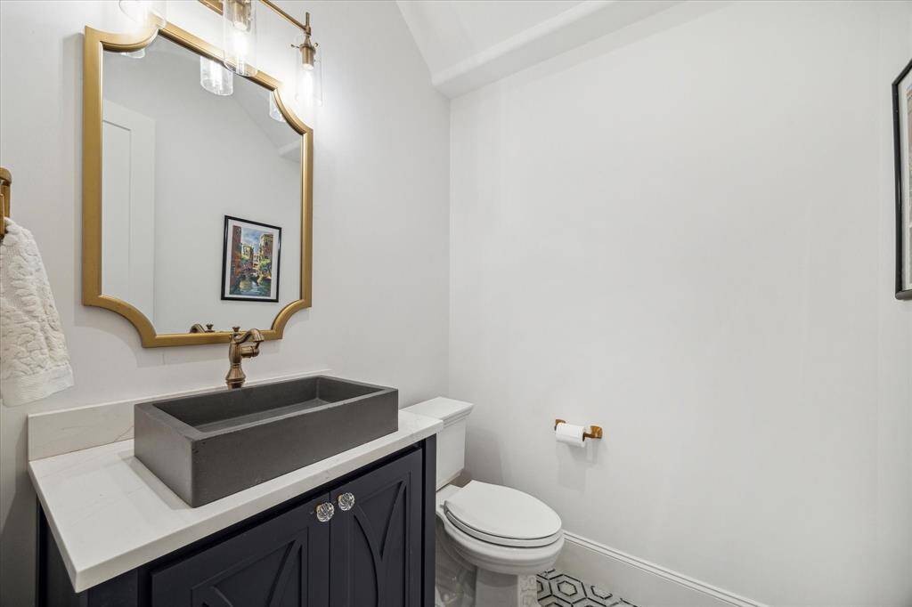 Powder bath conveniently located off living room