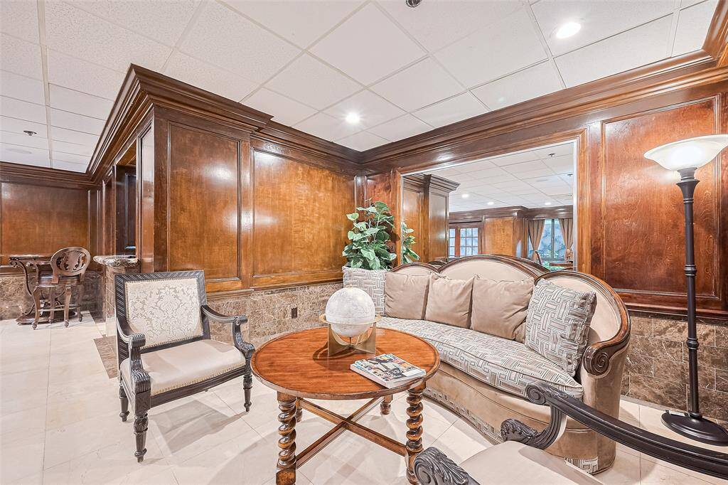 A lovely lounge setup within the game room.