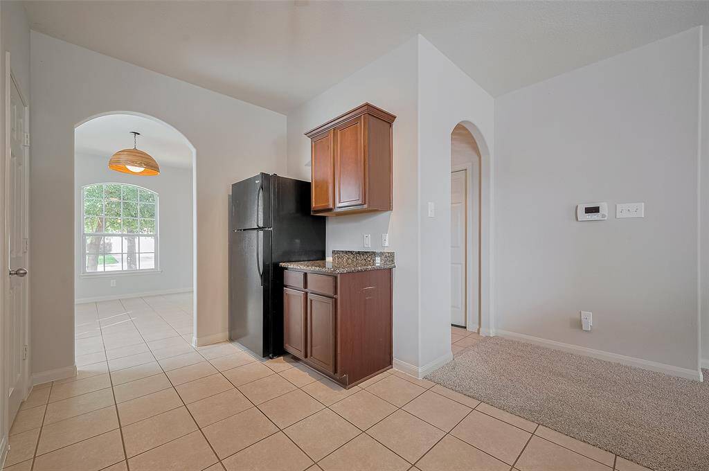 Big cabinets in the kitchen for storage.