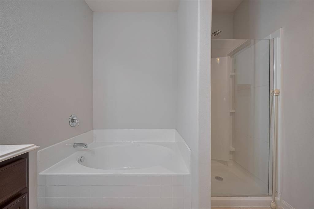 separate tub and shower in the master bedroom