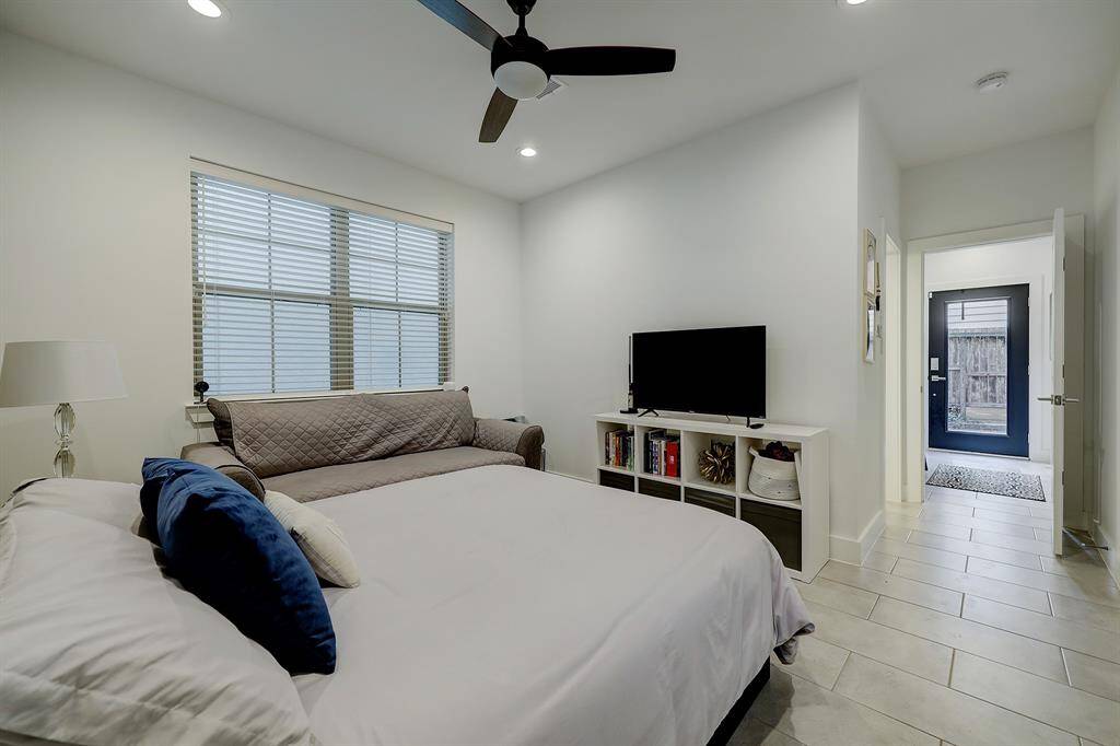 Another view of the bedroom but from the patio door. This is a perfect room to use as a guest bedroom, office, den or media room