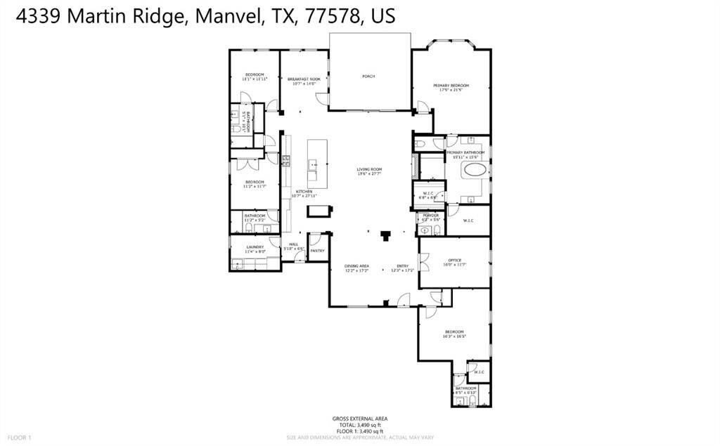 Floorplan for 4339 Martin Ridge Drive.