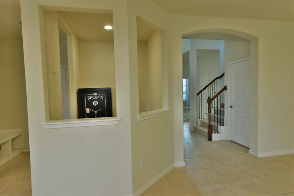 Work nook next to the living room provides more organized space to the home.