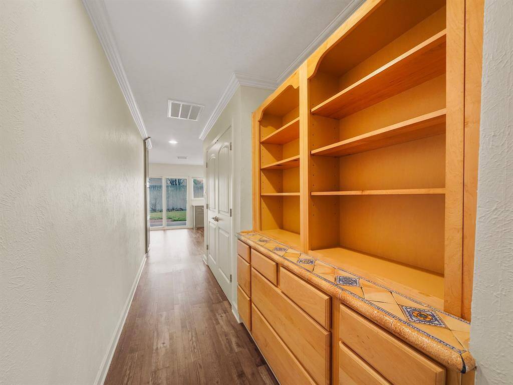 Built in storage in the hallway.