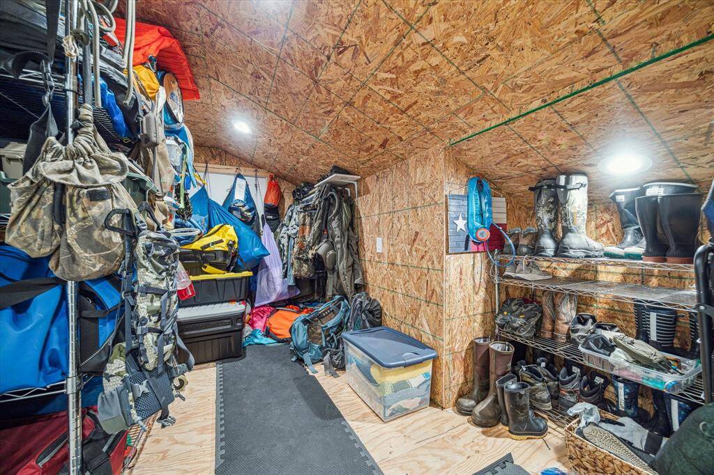 Air-conditioned roughed-in storage closet—ideal for camping gear and seasonal items.