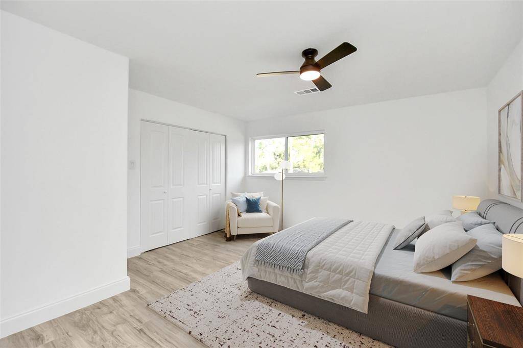 The third bedroom features unique wall adding character to the room. (Virtually Staged)