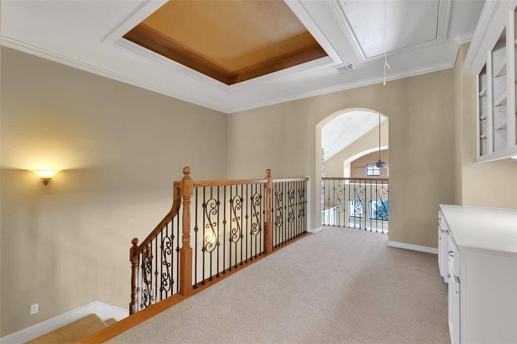 Third floor recessed ceiling creates even more space. Wonderful built in study area on third floor landing