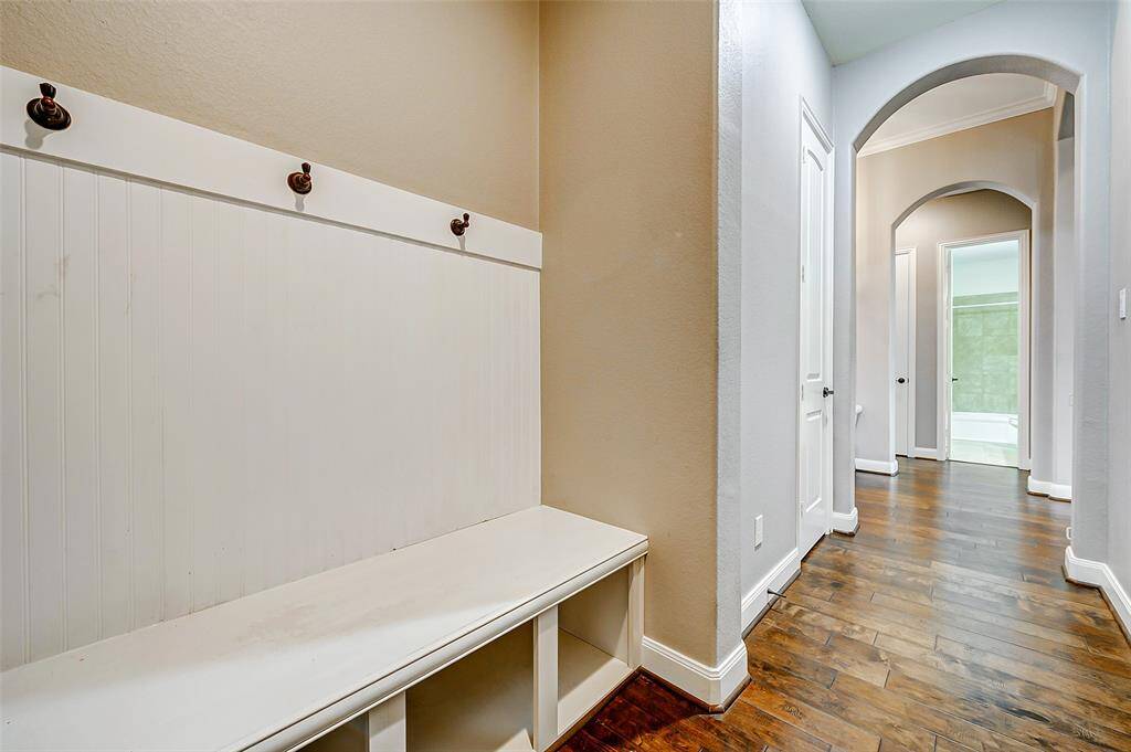 Great space for dropping jackets, shoes and backpacks as you enter from the garage.