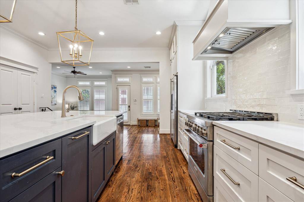 Another view of kitchen; 36 inch KichenAid range