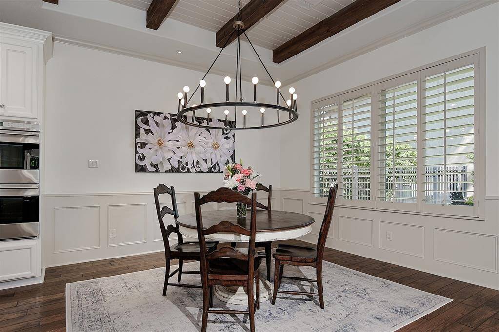 Enjoy backyard views while dining