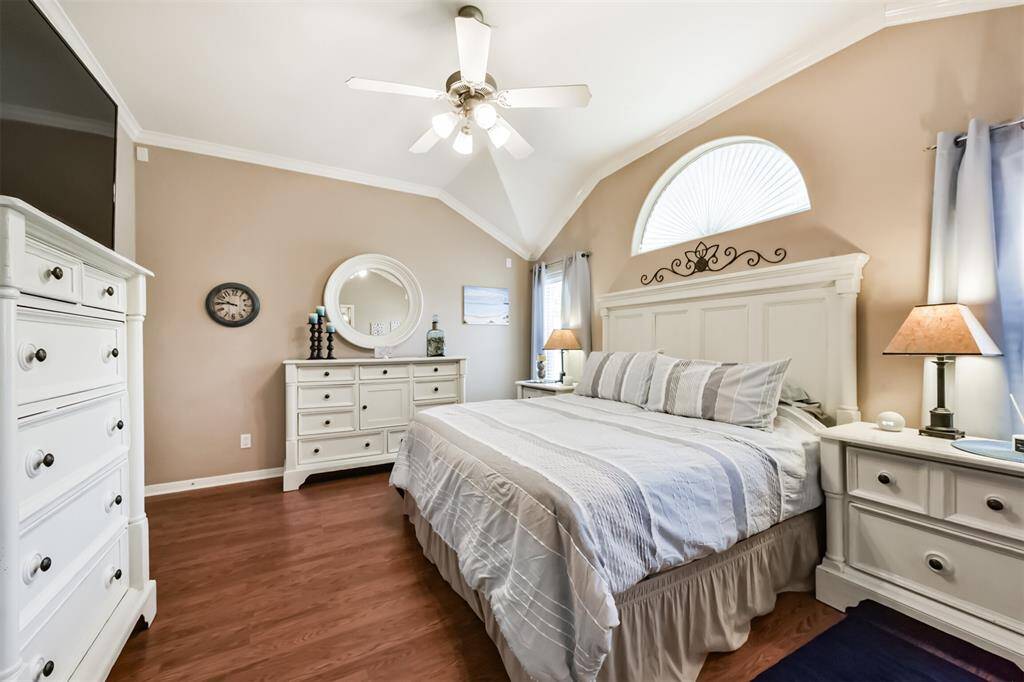 Great size master bedroom featuring two closets.  One in bedroom and one in bathroom.