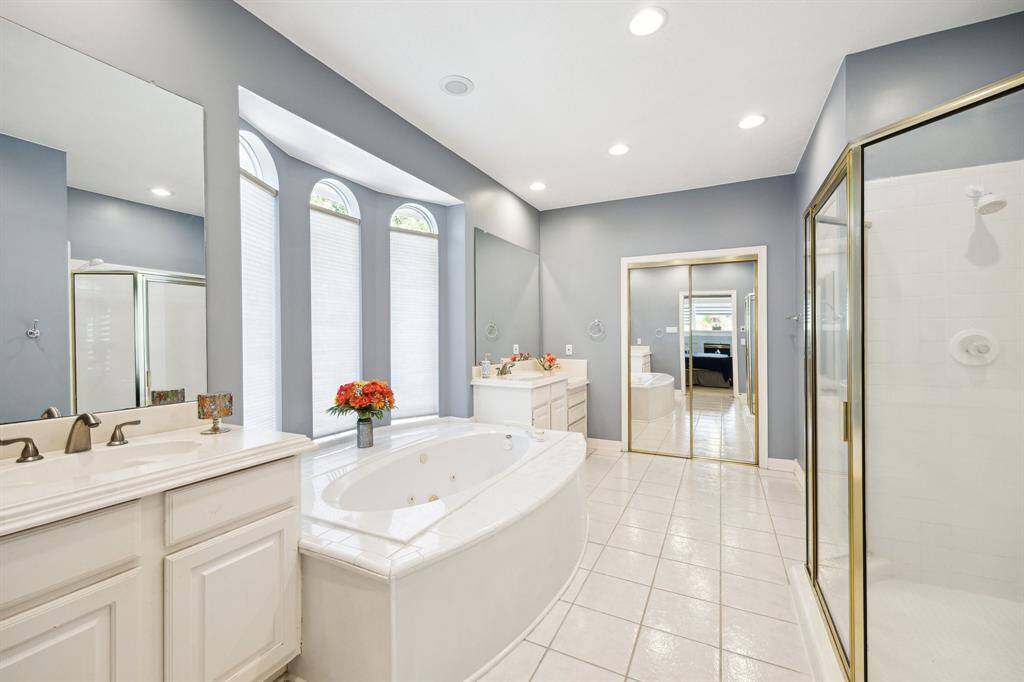 Freshly painted primary bathroom