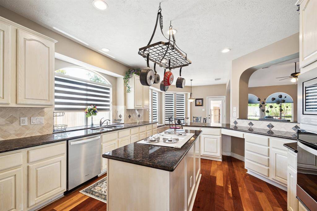 Large kitchen open to the family room