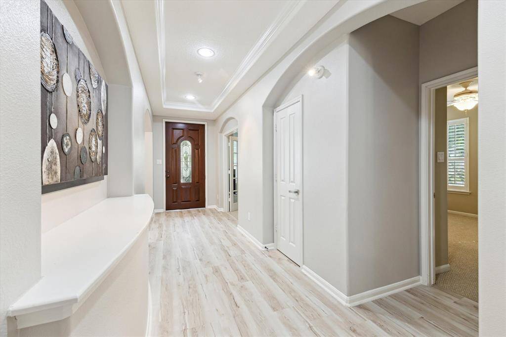 This view of the Foyer with the installed floors that runs through the first floor