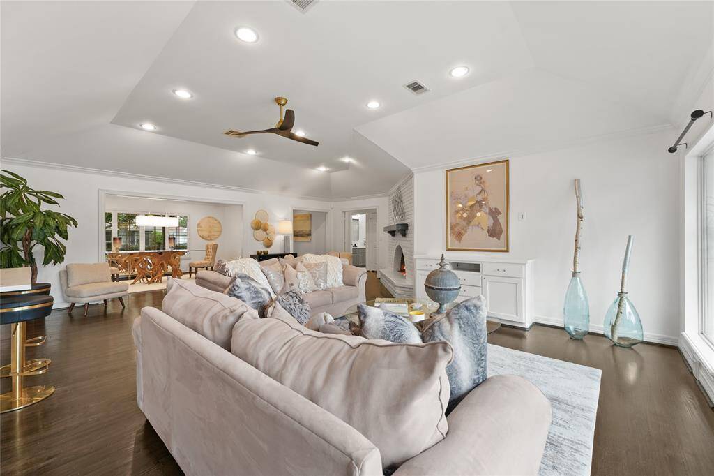 Family Room with Recessed Lighting and New Fixtures
