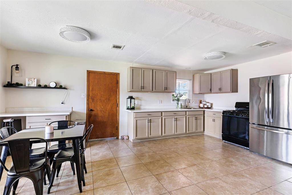 Lots of counter space and the fridge stays.
