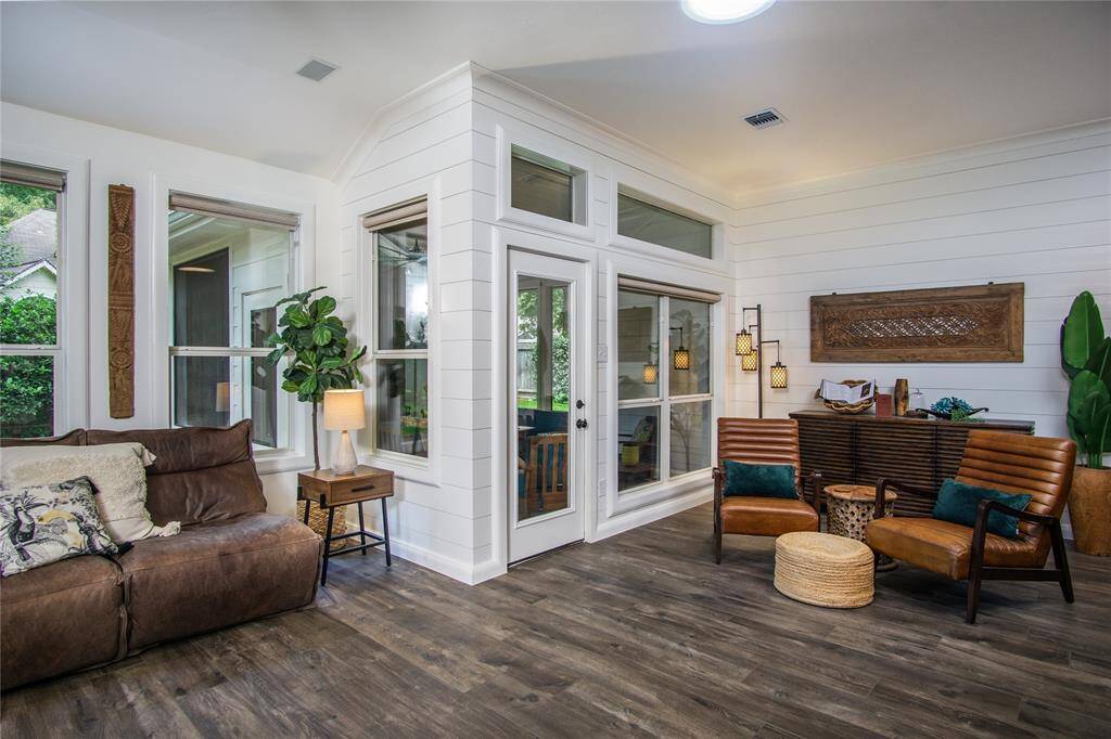 Entire home features custom window coverings. Beautiful light filtering shades in living areas & room darkening/block out styles in the bedrooms.