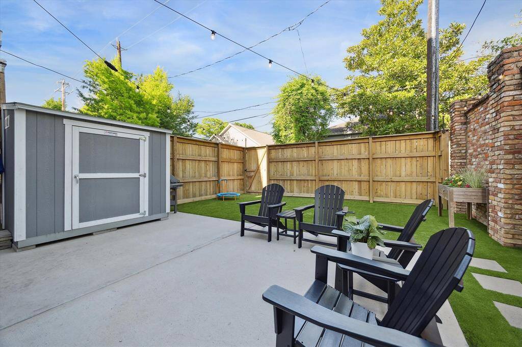 The oversized patio space is just off the family room and is perfect for relaxing and includes a large storage shed.