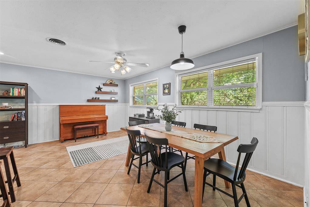 Plenty of room for a large dining table and additional needs like toy storage or another couch and TV.