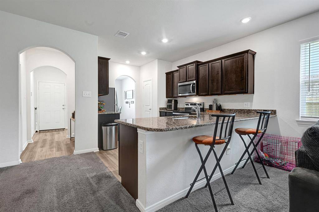 Counter height seating is the perfect place for breakfast, homework, or working from home.