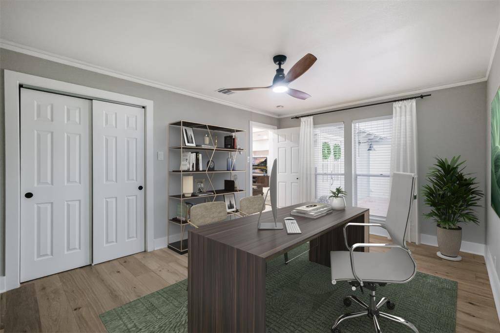 Just one example of how this room becomes your own office. (virtually staged photo)
