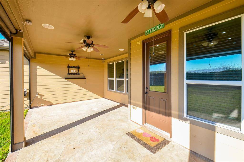 Spacious covered backyard patio