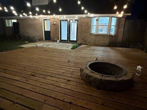 Patio at nights with lights