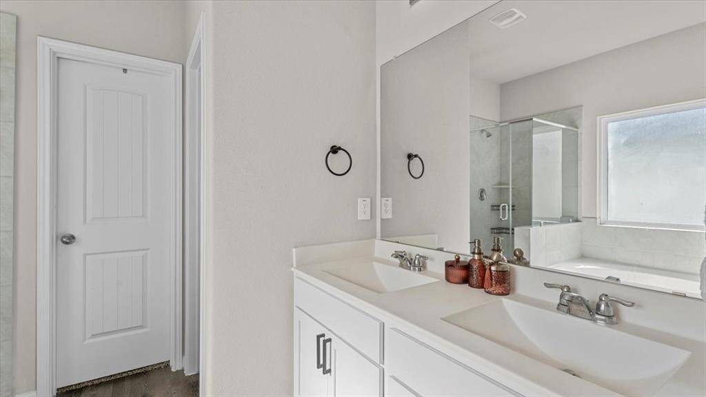 Primary bathroom has double sinks