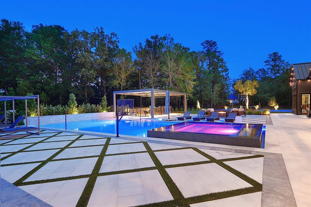 The stunning backyard has everything you can think of for outdoor enjoyment.