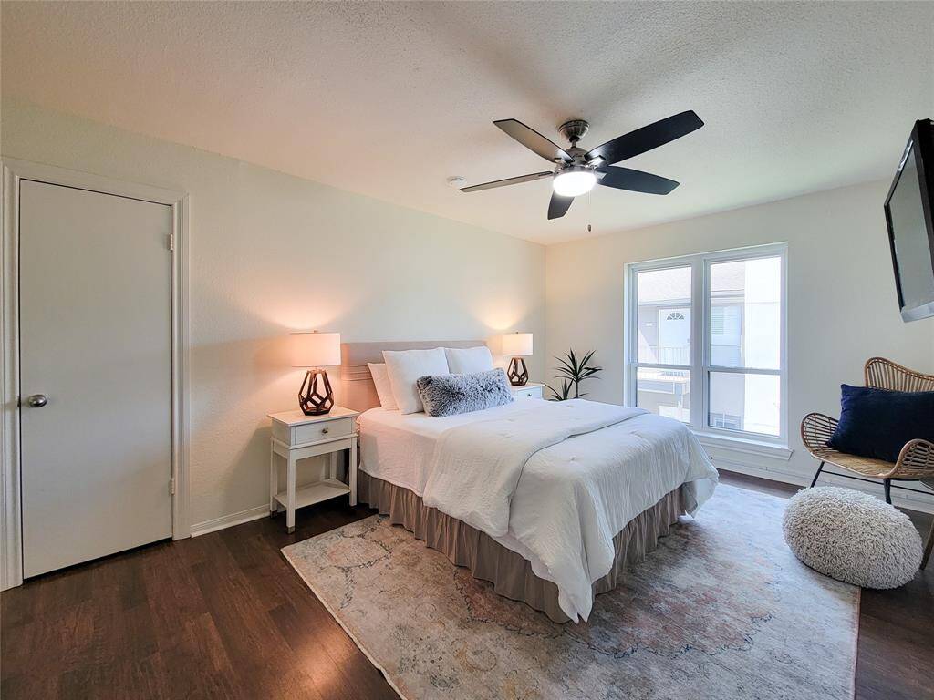 There are two large walk-in closets in the primary bedroom.