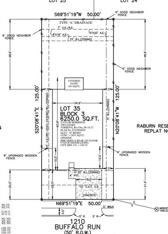 1210 Buffalo Run preliminary plot plan