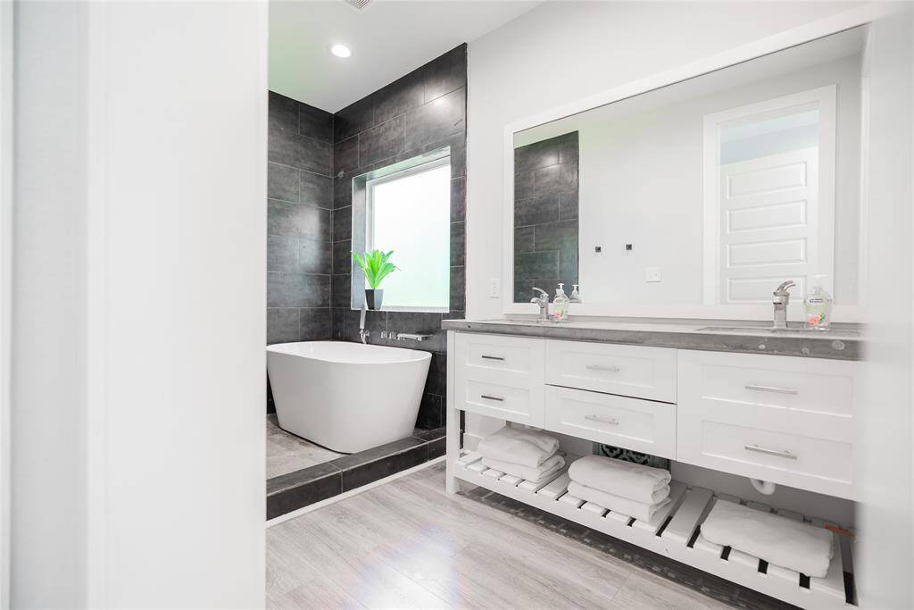 Beautiful primary bathroom with soaking tub.