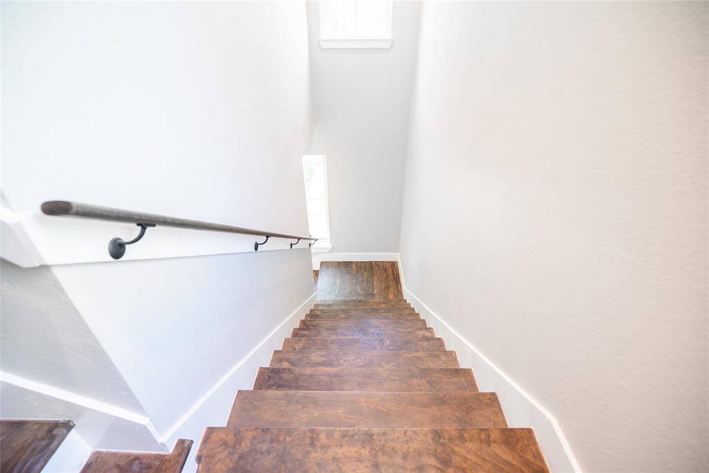 Beautiful hardwood stairwell.