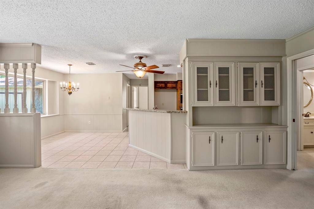 View into the kitchen from the family room.